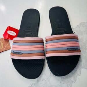 Havaianas Black and Pink Sandals Casual Comfort